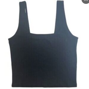 Abercrombie & Fitch Ottoman Square Neck Fuzzy Knit Crop Grey Tank, Large